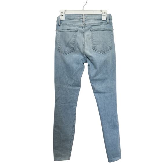 FRAME Le High Skinny jeans Size 26 in a light blue wash with distressed knees. - Picture 5 of 8
